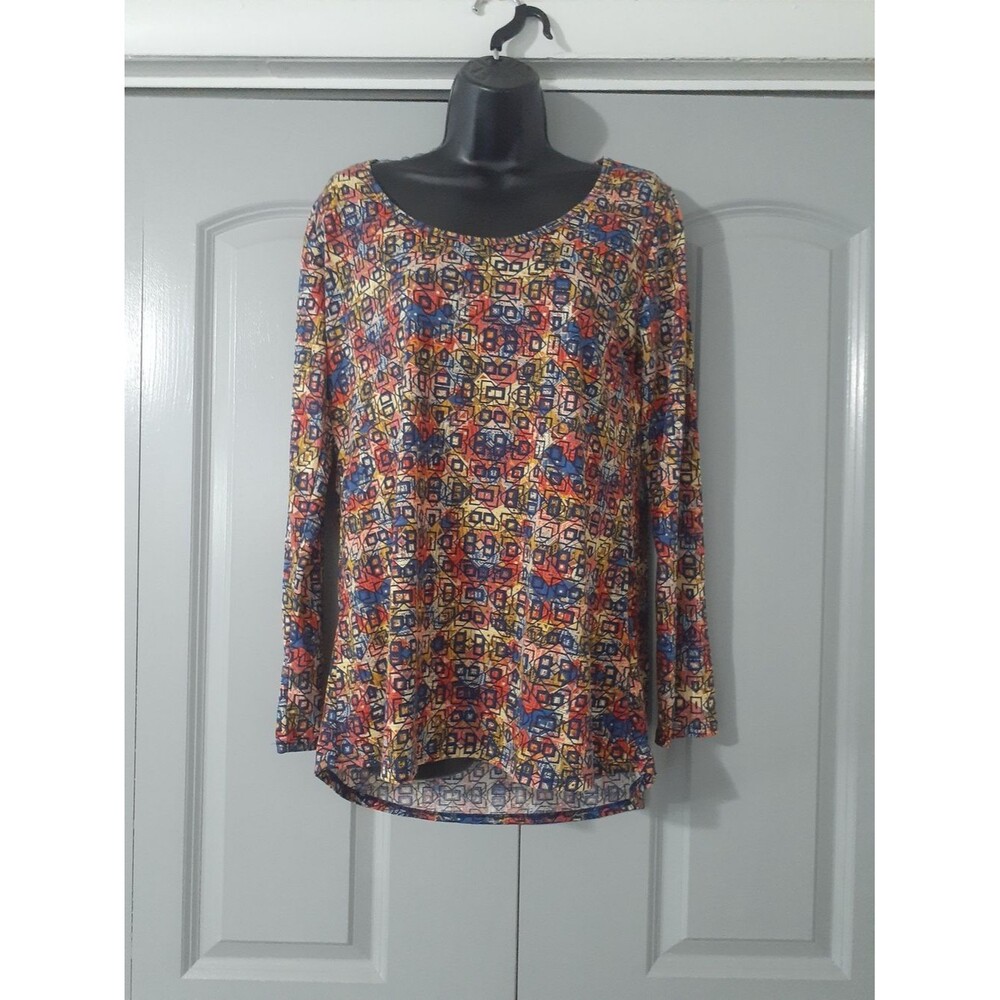 LuLaRoe Multicolor Geometric Scoop Neck Long Sleeve Top